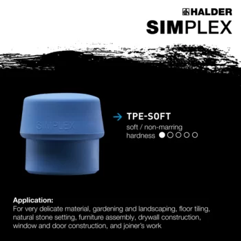                                             SIMPLEX soft-face mallets Rubber composition, with "Stand-Up" / TPE-soft; with cast iron housing and high-quality wooden handle
 IM0015101 Foto ArtGrp Zusatz en
