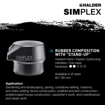                                             SIMPLEX soft-face mallets Rubber composition, with "Stand-Up"; with cast iron housing and high-quality wooden handle
 IM0015102 Foto ArtGrp Zusatz en
