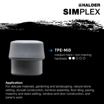                                             SIMPLEX soft-face mallets TPE-mid; with reinforced cast iron housing and fibre-glass handle
 IM0015103 Foto ArtGrp Zusatz en
