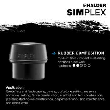                                             SIMPLEX soft-face mallets Rubber composition / nylon; with cast iron housing and high-quality extra short wooden handle
 IM0015353 Foto ArtGrp Zusatz en
