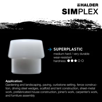                                             SIMPLEX-vaih­to­pää­va­sa­rat Kumikomposiitti  / supermuovi; valurautarunko ja laadukas puuvarsi
 IM0015355 Foto ArtGrp Zusatz en
