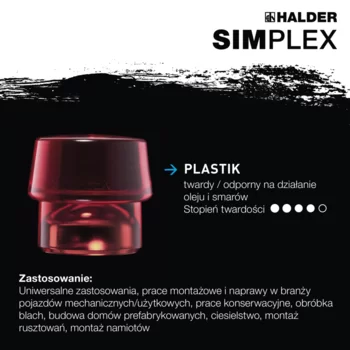                                             SIM­PLEX Pro­mo­tio­nal Box SIMPLEX soft-face mallet, rubber composition / plastic and magnetic holder 
 IM0016826 Foto ArtGrp Zusatz pl
