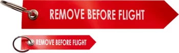 경고 테이프 다음의 문구가 있음 "Remove Before Flight"