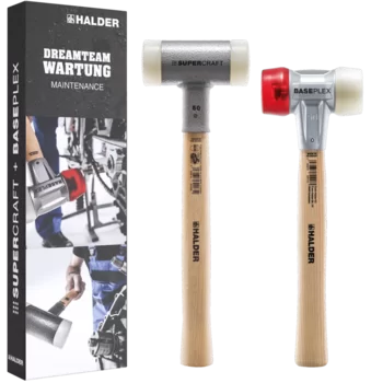                                             Pu­deł­ko Pro­mo­cyj­ne­ Dre­am­te­am Ma­in­te­nan­ce SUPERCRAFT soft-face mallet with hickory handle and BASEPLEX soft-face mallet, cellulose acetate / nylon
 IM0013296 Foto Uebersicht
