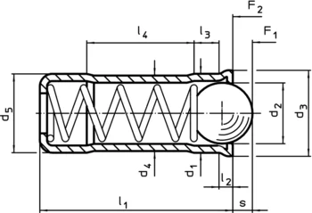                                             Şuruburi de presiune varianta netedă, lung, cu guler şi bilă
 IM0008723 Zeichnung
